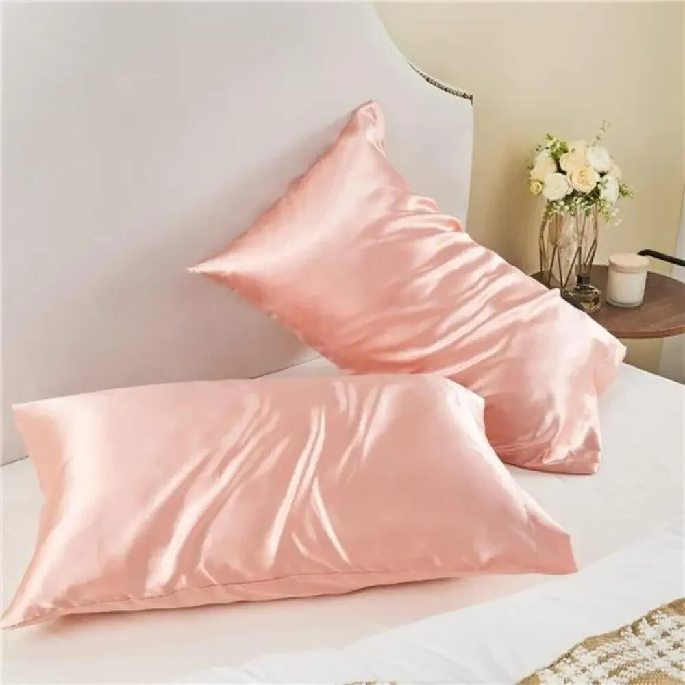 👉 2 Satin Pillowcase for Hair Skin Standard Super Soft Silky Coral 20x 26 Inches